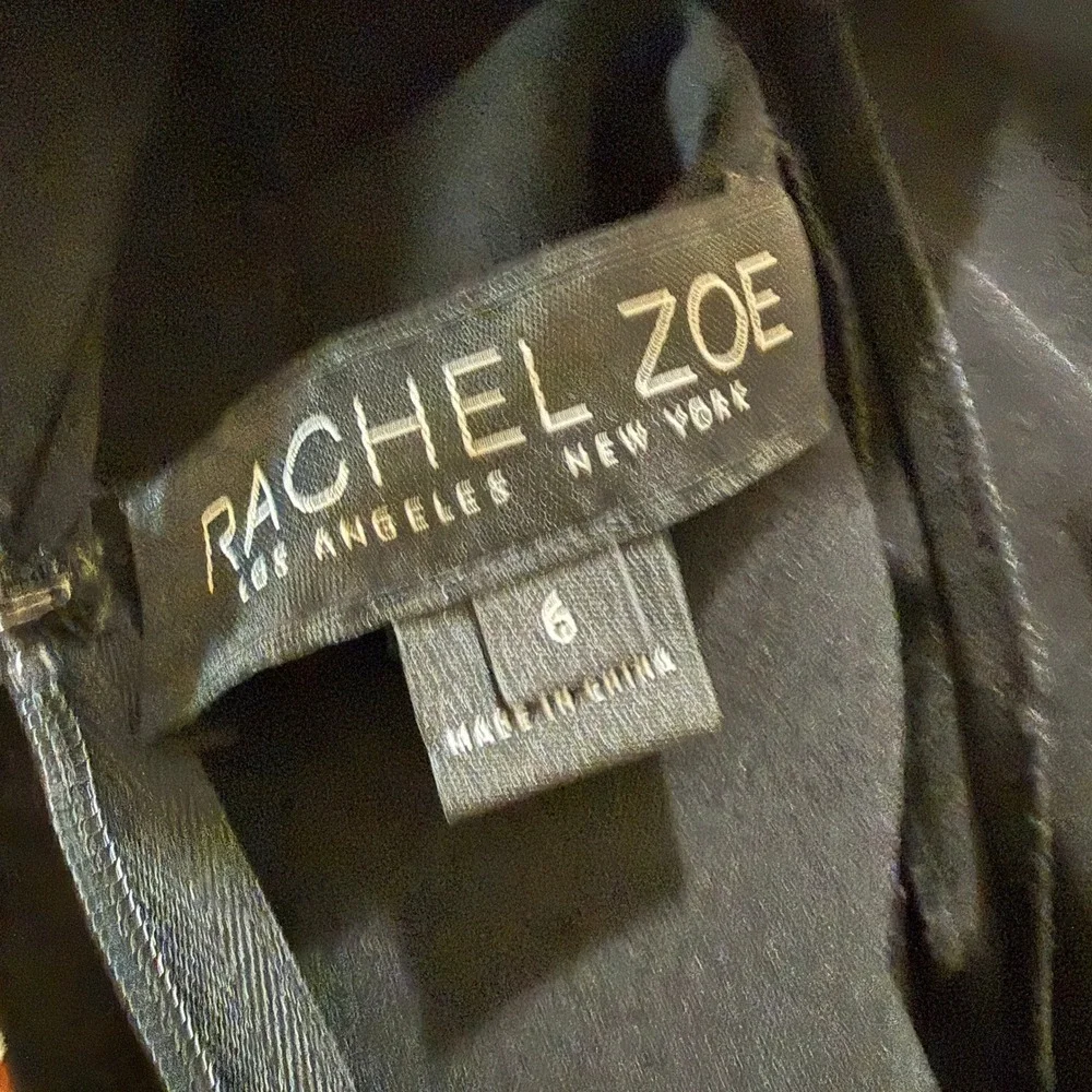 Rachel Zoe Dress Women 6 Black Ruffle Cold‎ Shoulder V-Neck Sheath Delia